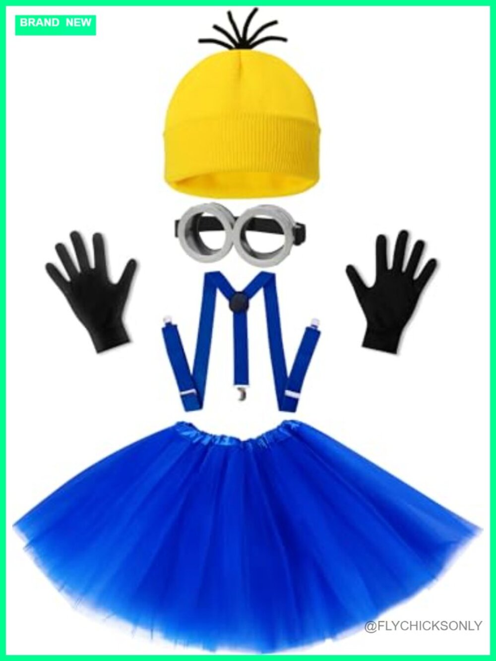 5 Pc Halloween Costume Set Goggles Beanie Tutu Skirt Suspenders Gloves Women